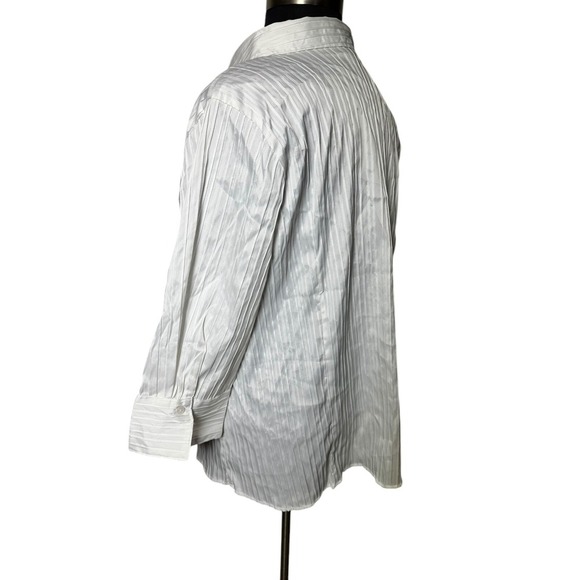 Roz & Ali White Button Down Blouse Top Plus Size 3XL textured Length 29" - Picture 5 of 11